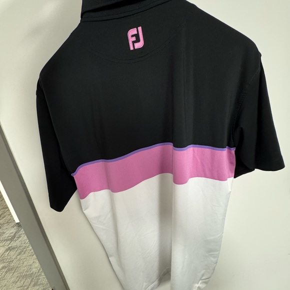 Stylish Black, Pink, and White Polo Shirt - Picture 2 of 3